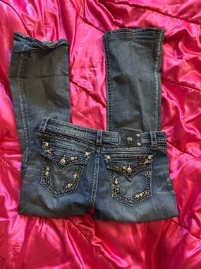 Miss Me Embroidered Mid-Rise Bootcut Jeans - Blue